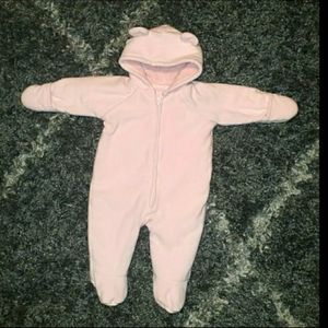 Pink Fleece Baby Bunting Pram Snowsuit Size 0-3 months
